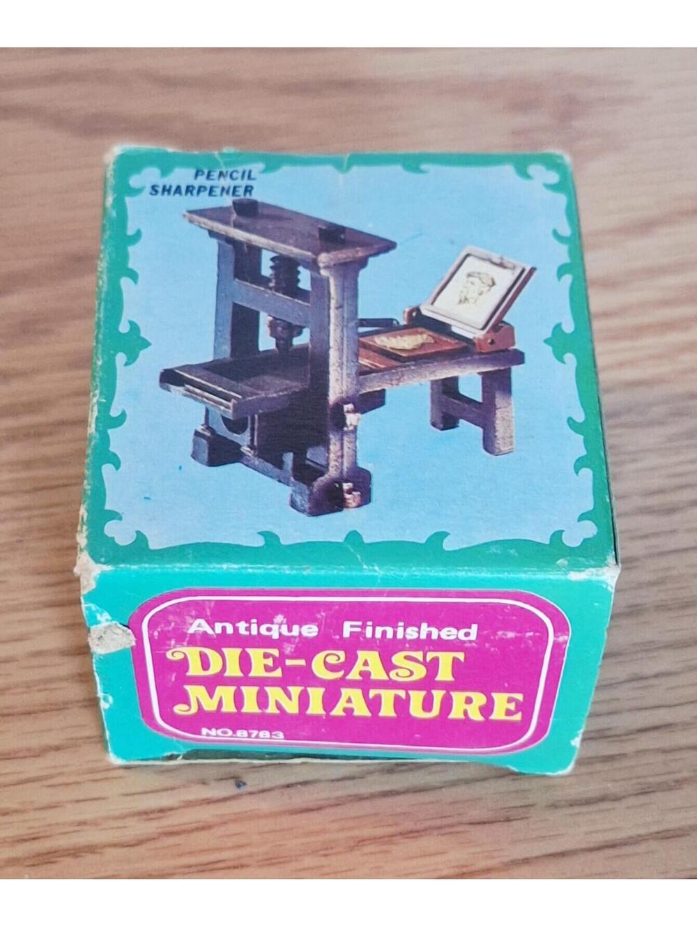 NEW Antique Finished Die-Cast Miniature Pencil Sharpener Made in Hong Kong